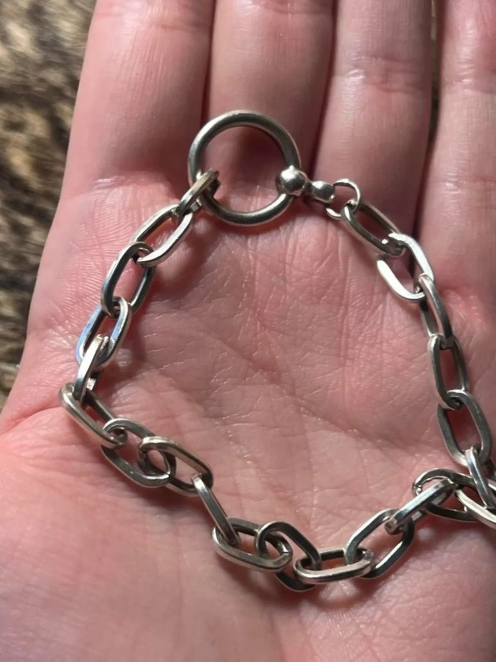 Sterling silver large link chain bracelet
